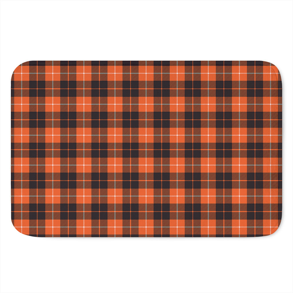 Orange Grey And White Tartan Print Indoor Door Mat
