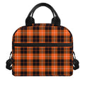 Orange Grey And White Tartan Print Insulated Lunch Bag