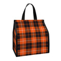 Orange Grey And White Tartan Print Insulated Lunch Tote