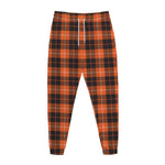Orange Grey And White Tartan Print Jogger Pants