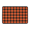 Orange Grey And White Tartan Print Kitchen Mat