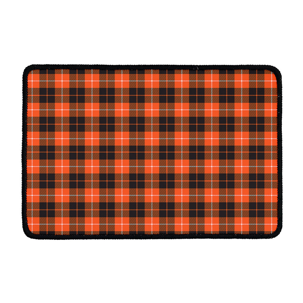 Orange Grey And White Tartan Print Kitchen Mat