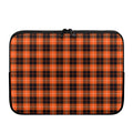 Orange Grey And White Tartan Print Laptop Sleeve