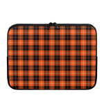 Orange Grey And White Tartan Print Laptop Sleeve