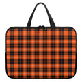 Orange Grey And White Tartan Print Laptop Sleeve With Handle