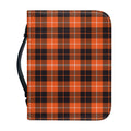 Orange Grey And White Tartan Print Leather Bible Cover