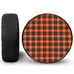 Orange Grey And White Tartan Print Leather Spare Tire Cover