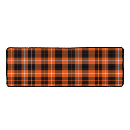 Orange Grey And White Tartan Print Long Kitchen Mat