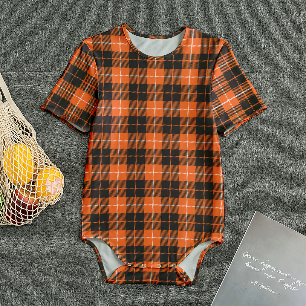 Orange Grey And White Tartan Print Men's Bodysuit