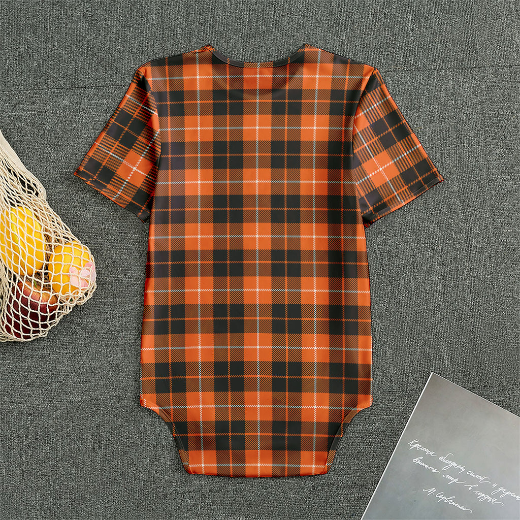 Orange Grey And White Tartan Print Men's Bodysuit