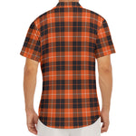 Orange Grey And White Tartan Print Men's Deep V-Neck Shirt