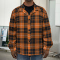 Orange Grey And White Tartan Print Men's Shirt Jacket