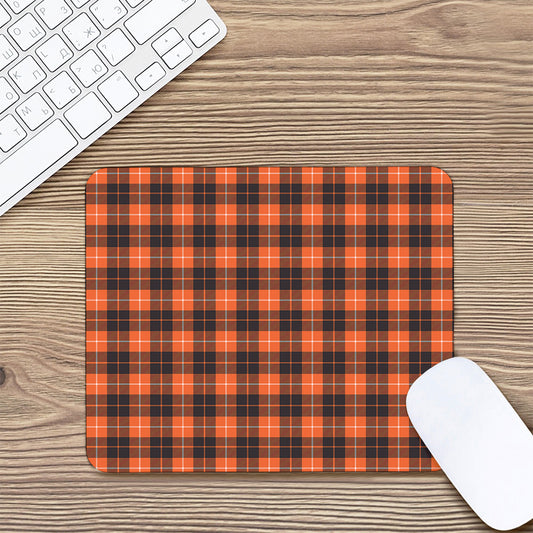 Orange Grey And White Tartan Print Mouse Pad