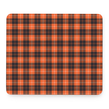 Orange Grey And White Tartan Print Mouse Pad