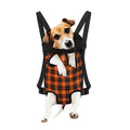 Orange Grey And White Tartan Print Pet Carrier Backpack