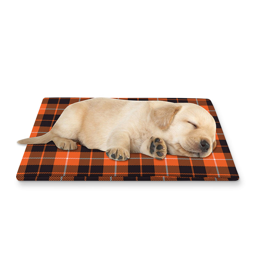 Orange Grey And White Tartan Print Pet Cooling Mat Cover