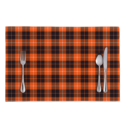 Orange Grey And White Tartan Print Placemat