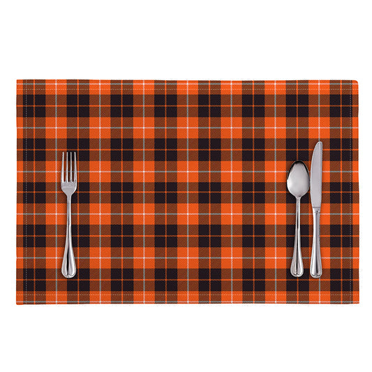 Orange Grey And White Tartan Print Placemat