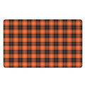 Orange Grey And White Tartan Print Polyester Doormat