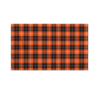 Orange Grey And White Tartan Print Polyester Flag