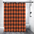 Orange Grey And White Tartan Print Premium Shower Curtain