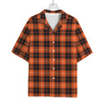 Orange Grey And White Tartan Print Rayon Hawaiian Shirt