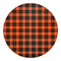 Orange Grey And White Tartan Print Round Blanket