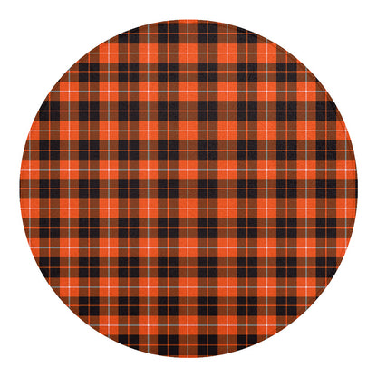 Orange Grey And White Tartan Print Round Blanket