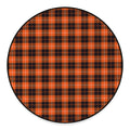 Orange Grey And White Tartan Print Round Floor Mat