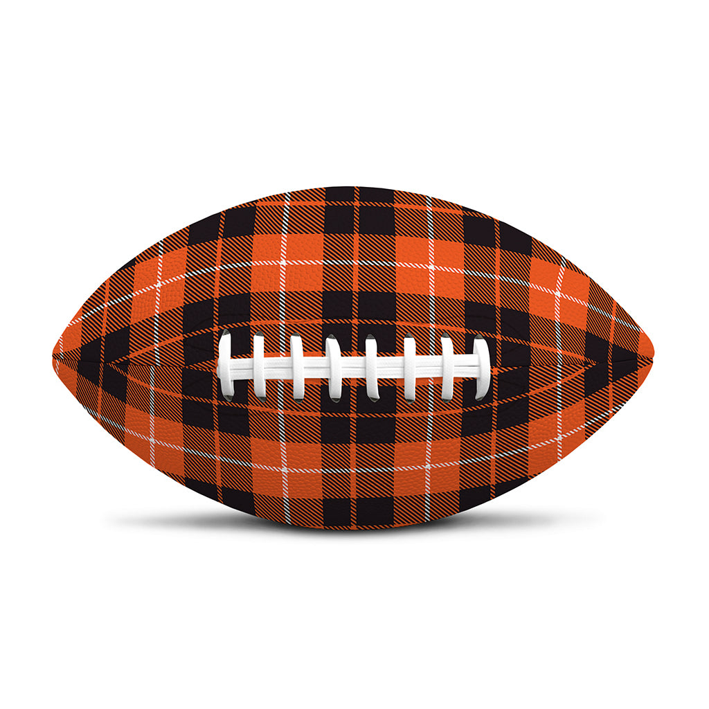 Orange Grey And White Tartan Print Rugby Ball