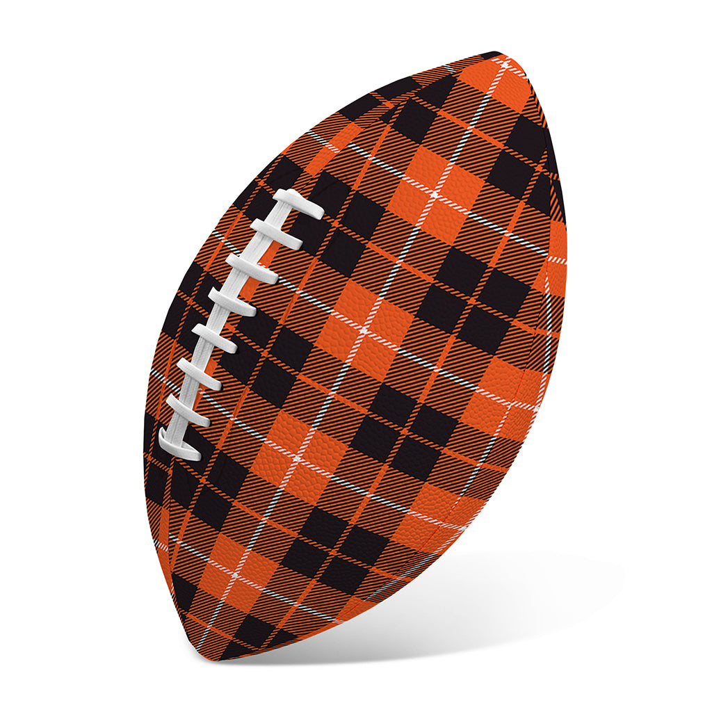 Orange Grey And White Tartan Print Rugby Ball