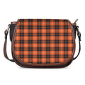 Orange Grey And White Tartan Print Saddle Bag