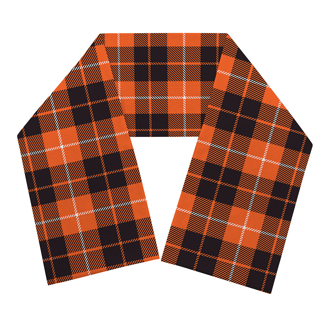 Orange Grey And White Tartan Print Scarf
