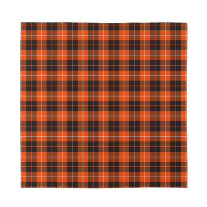 Orange Grey And White Tartan Print Silk Bandana