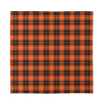 Orange Grey And White Tartan Print Silk Bandana