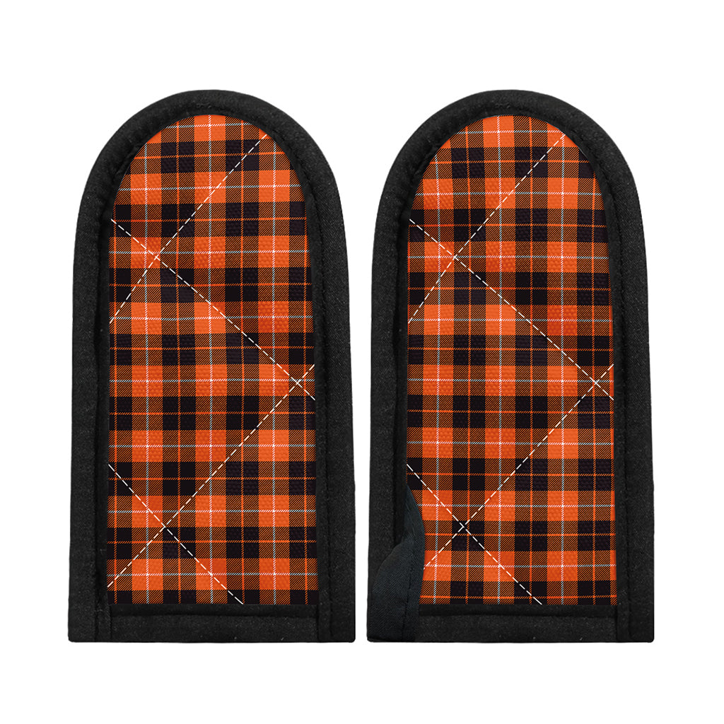 Orange Grey And White Tartan Print Skillet Handle Cover