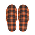 Orange Grey And White Tartan Print Slippers