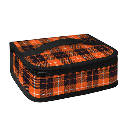Orange Grey And White Tartan Print Small Lunch Bag