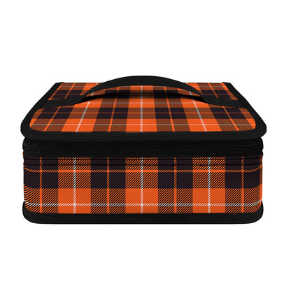 Orange Grey And White Tartan Print Small Lunch Bag