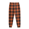 Orange Grey And White Tartan Print Sweatpants