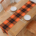 Orange Grey And White Tartan Print Table Runner