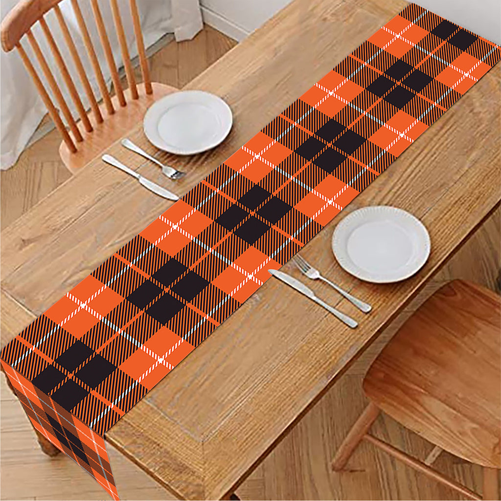 Orange Grey And White Tartan Print Table Runner