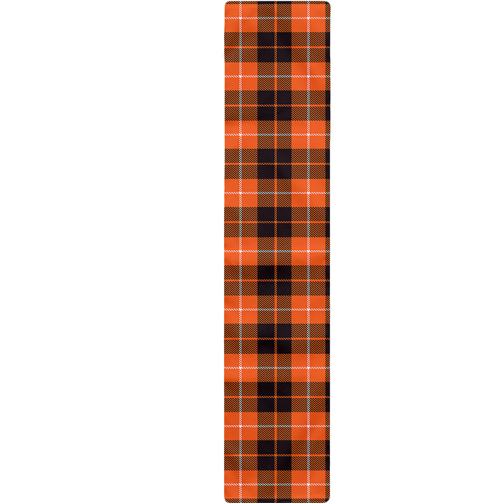 Orange Grey And White Tartan Print Table Runner