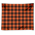 Orange Grey And White Tartan Print Tapestry