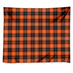Orange Grey And White Tartan Print Tapestry