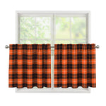 Orange Grey And White Tartan Print Tier Curtains