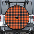 Orange Grey And White Tartan Print Tire Cover With Camera Hole