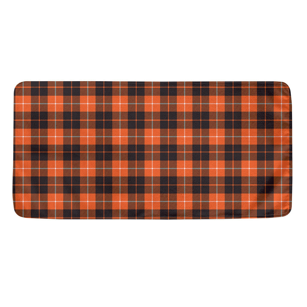 Orange Grey And White Tartan Print Towel