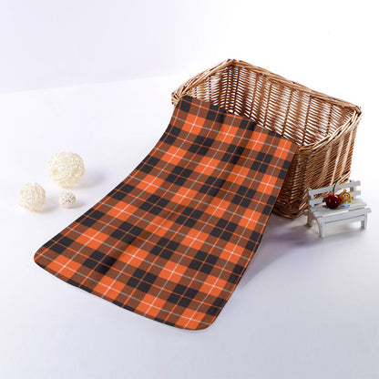 Orange Grey And White Tartan Print Towel