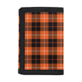 Orange Grey And White Tartan Print Trifold Wallet